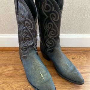 Men's Black and Gray Western Boots